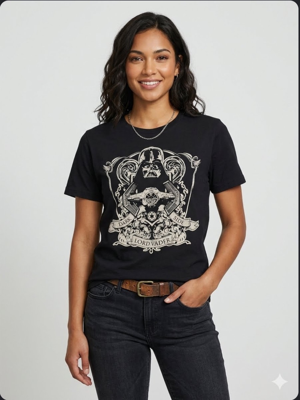 Star Wars Y2K Darth Vader Crest Graphic Tee Black / Cream XL